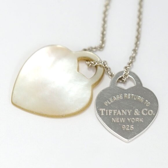 Tiffany & Co. Return to Double Heart Shell Necklace 16" Silver 925 Auth w/Bag - Picture 4 of 8